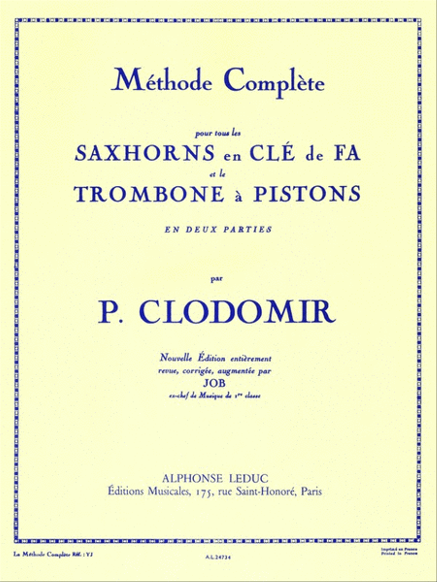 Methode Complete Saxhorn Cle de Fa Trombone a Pistons Trombone scores gallery preview page 1
