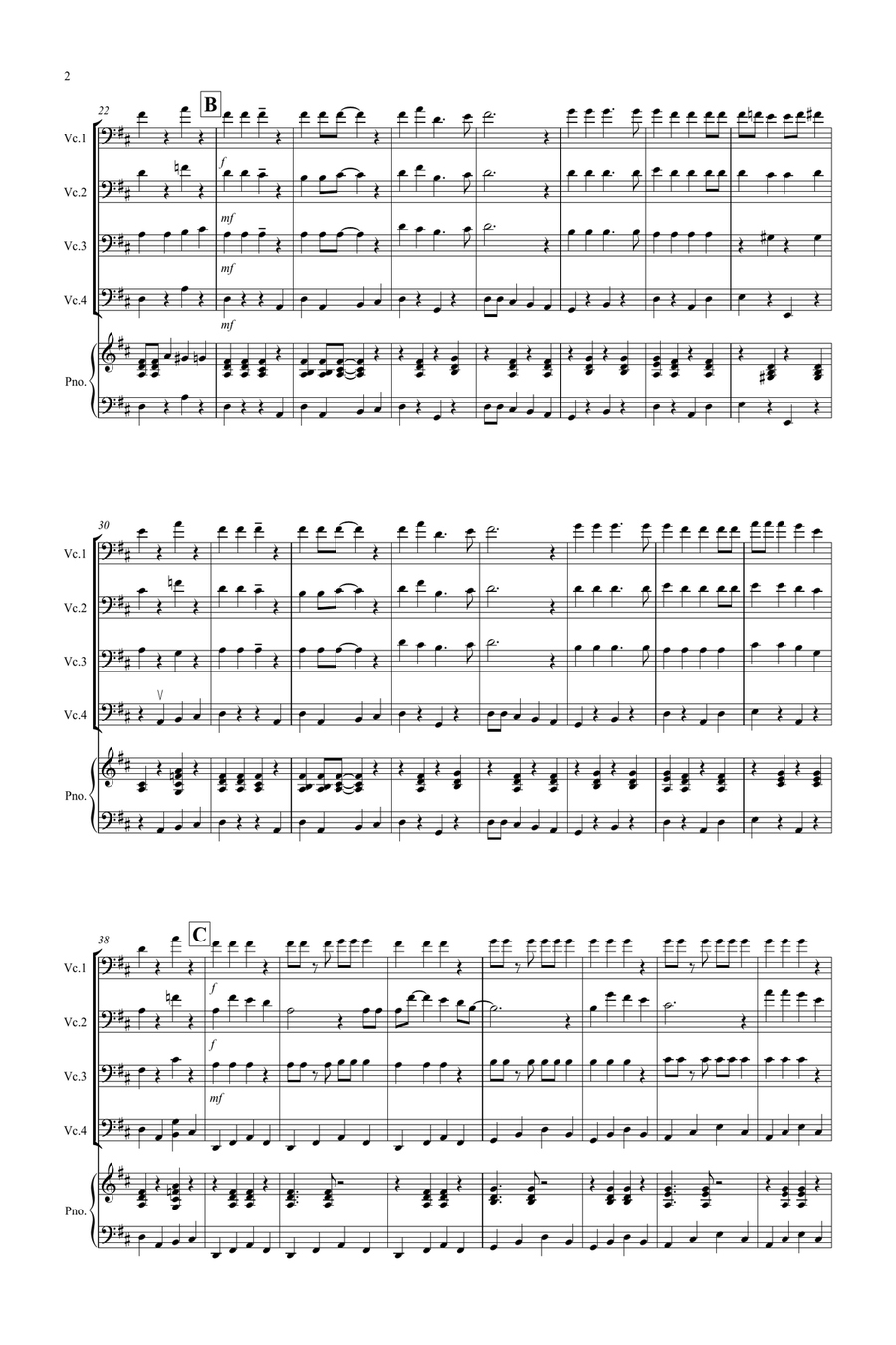 3 Jazzy Christmas Pieces for Cello Quartet Cello Solo scores gallery preview page 2