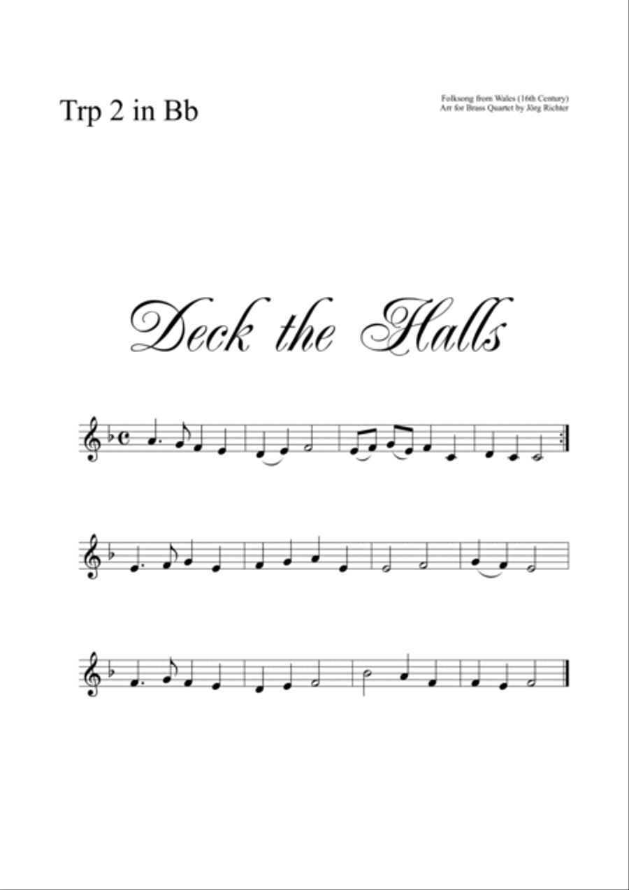 Deck the Halls (Christmas Carol) for Brass Quartet Brass Quartet scores gallery preview page 6