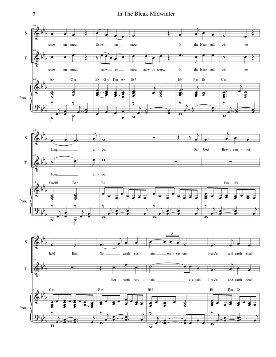In The Bleak Midwinter (Duet for Soprano and Tenor Solo) Tenor Voice scores gallery preview page 2