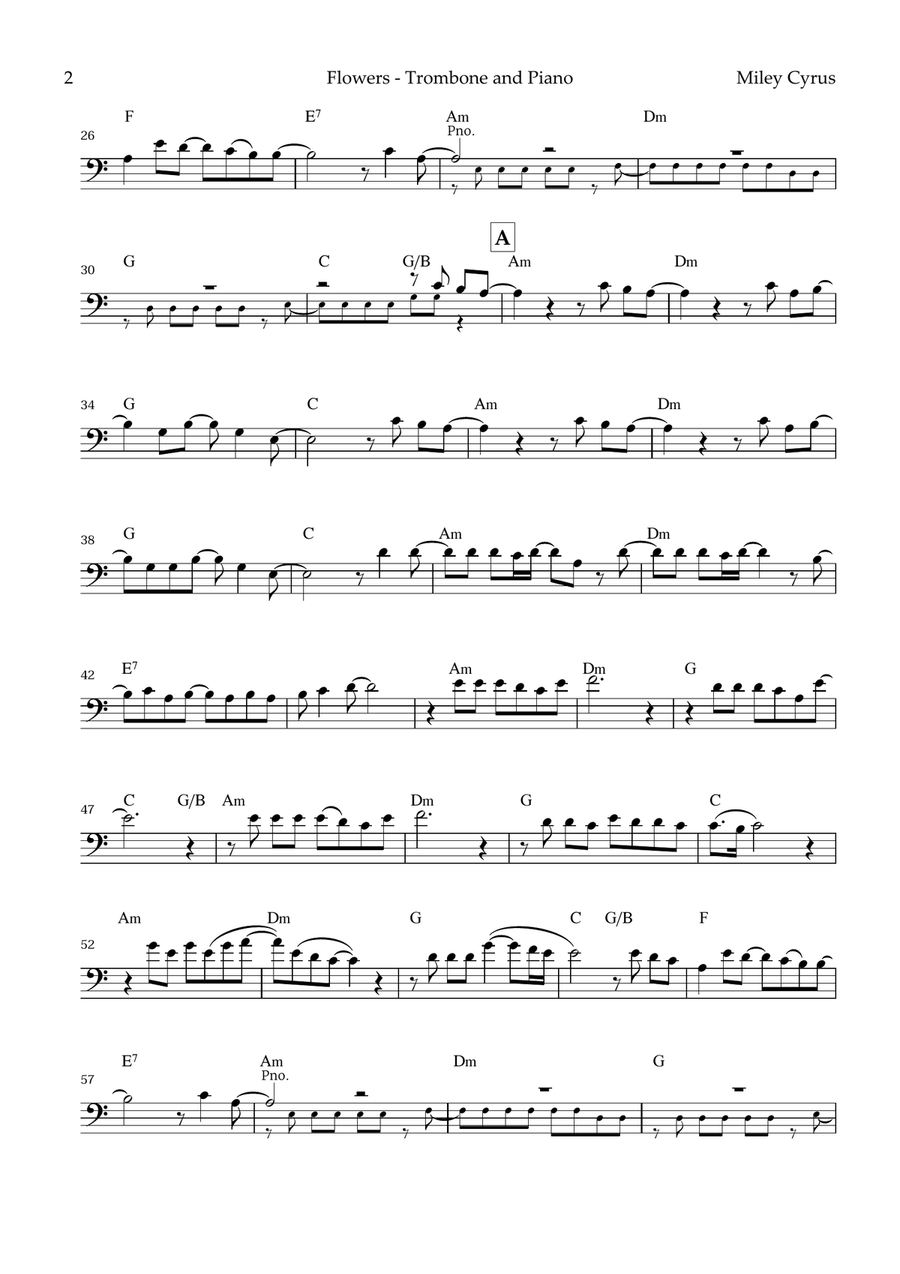 Flowers Trombone Solo scores gallery preview page 2