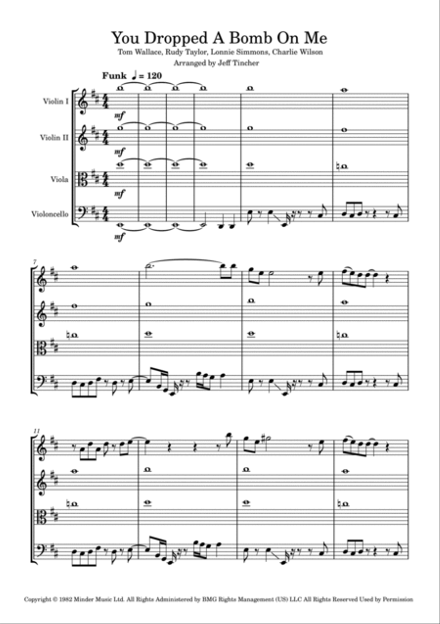 You Dropped A Bomb On Me You Dropped A Bomb On Me String Quartet scores gallery preview page 2