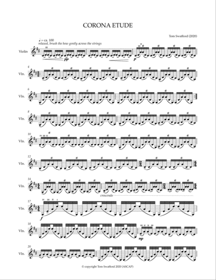Corona Etude for solo violin Violin Solo scores gallery preview page 3
