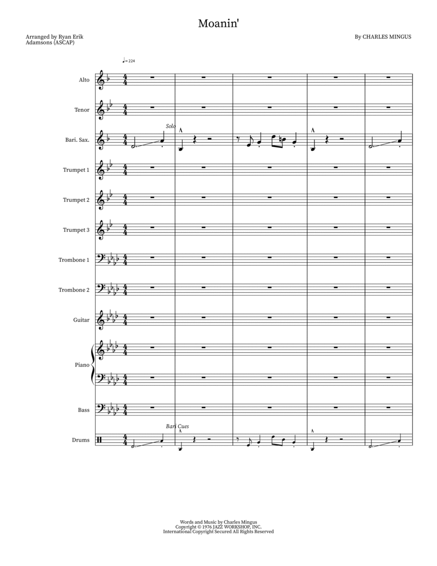 Moanin' Moanin' Jazz Ensemble scores gallery preview page 1