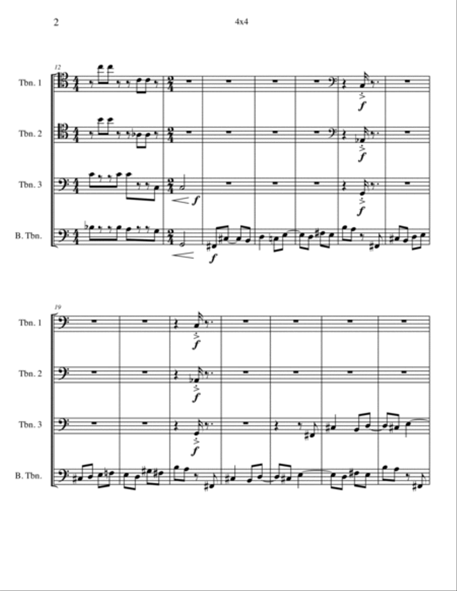 4x4 (for trombone quartet) Trombone Quartet scores gallery preview page 2