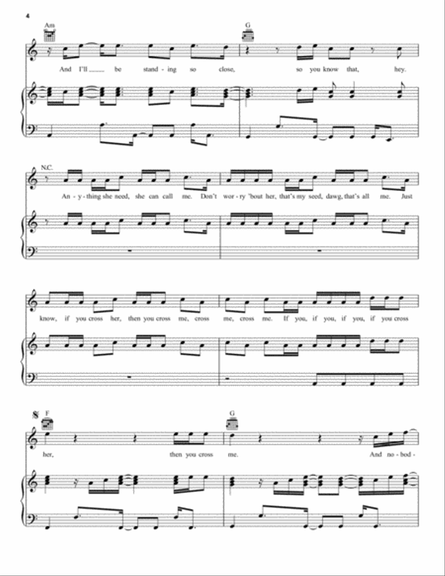 Cross Me (feat. Chance the Rapper & PnB Rock) Piano, Vocal, Guitar scores gallery preview page 4