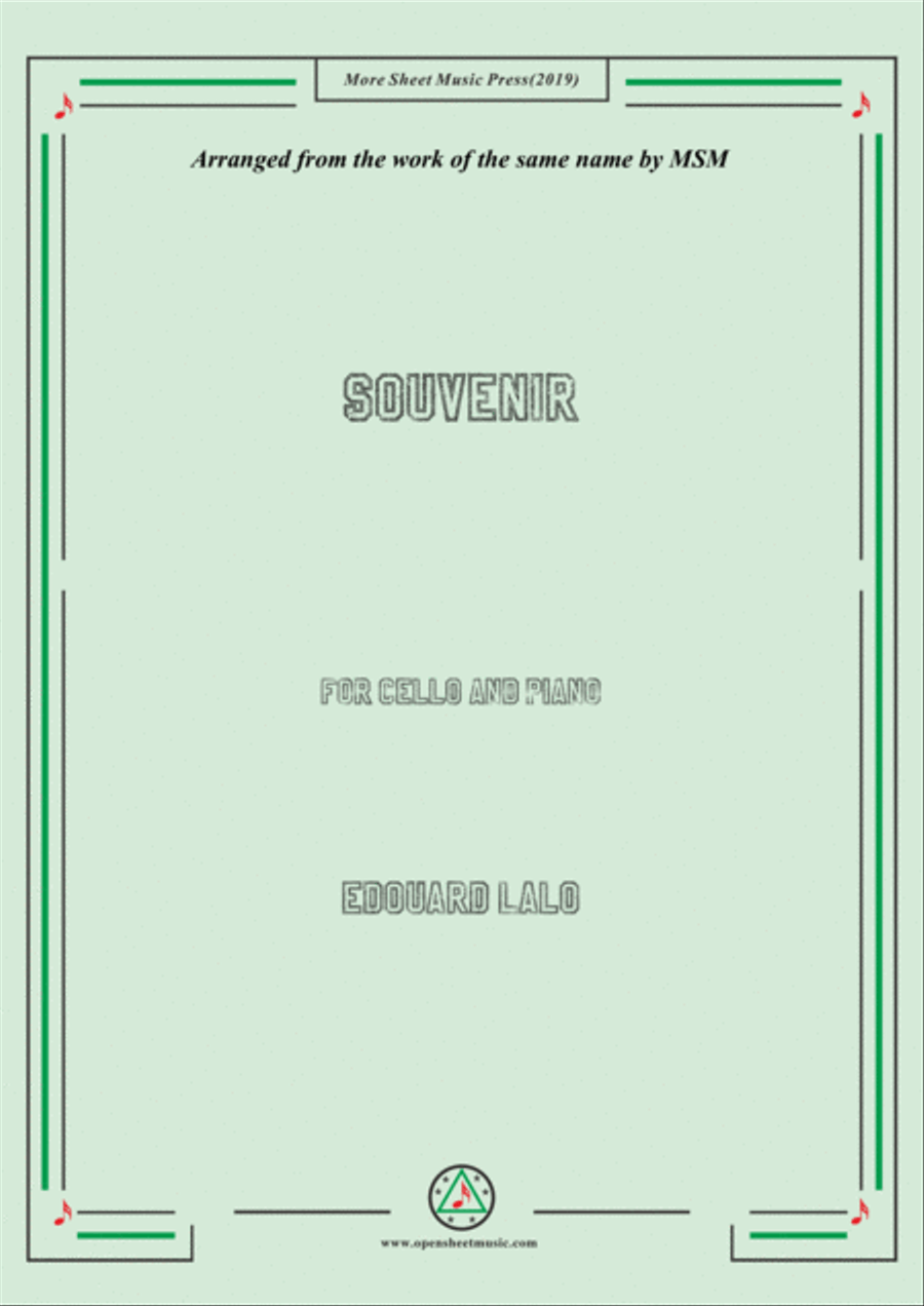 Lalo-Souvenir, for Cello and Piano Piano scores gallery preview page 1