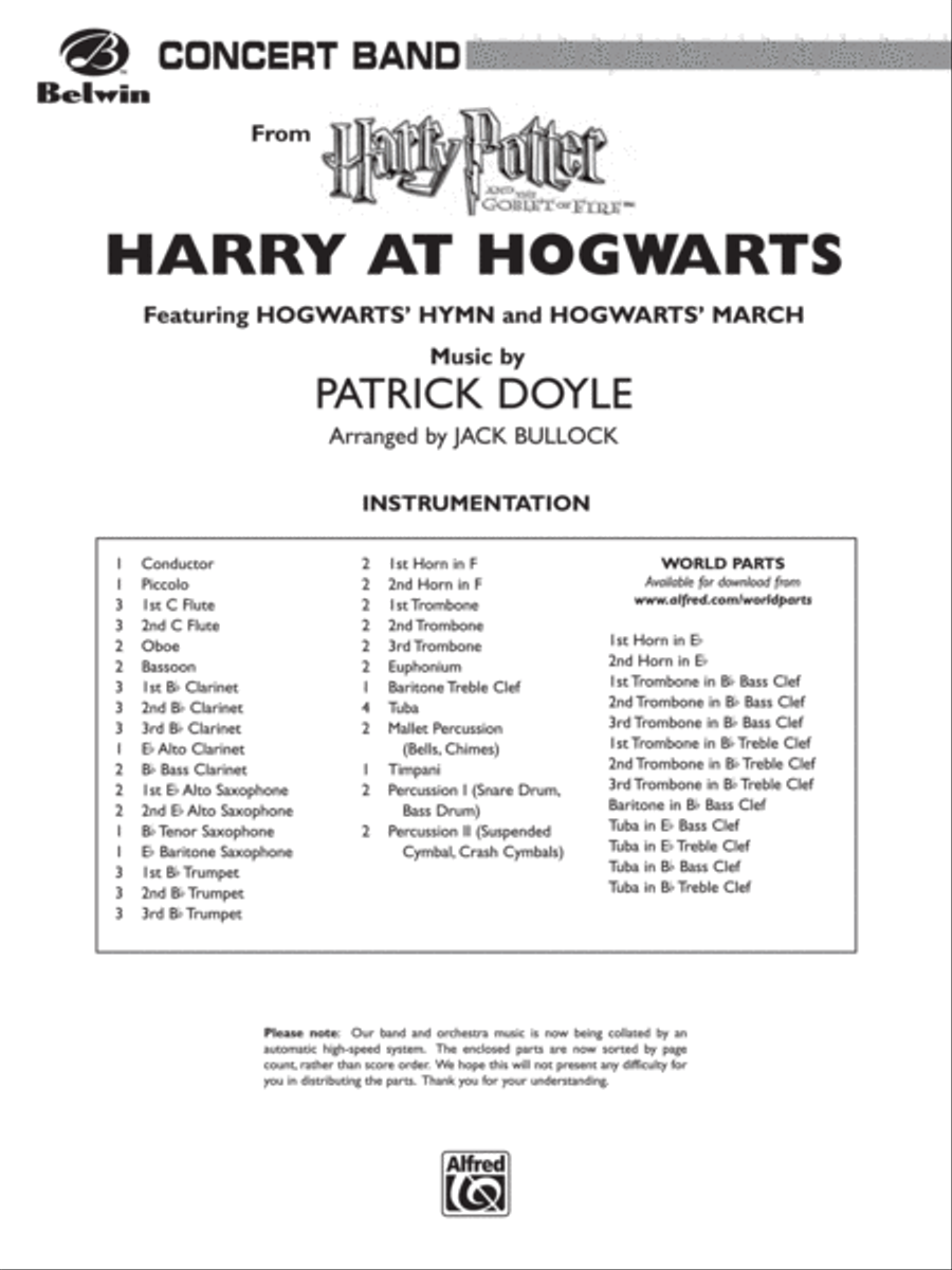 Harry at Hogwarts (from Harry Potter and the Goblet of Fire): Score Concert Band scores gallery preview page 1
