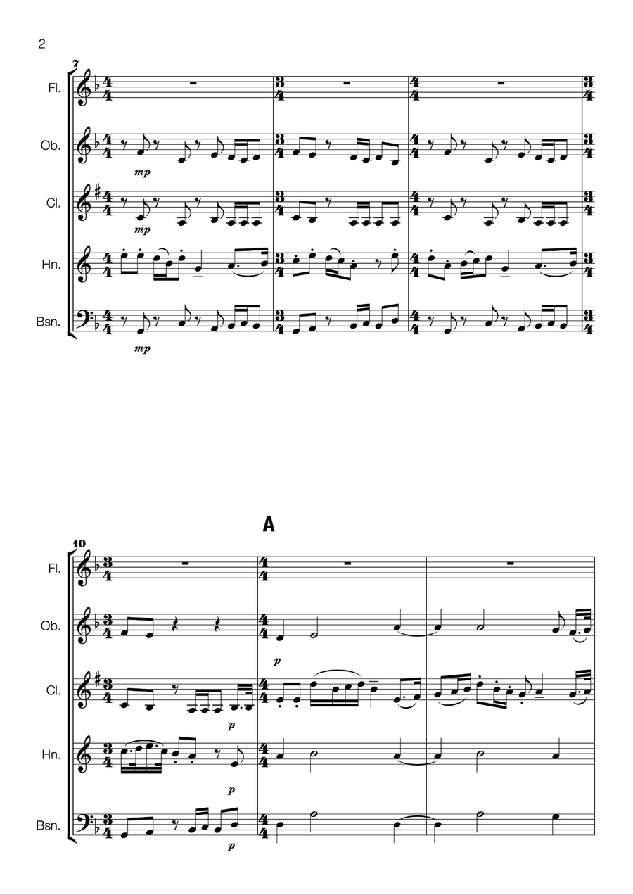 Holst - Second Suite in F for Military Band 3. Song of the Blacksmith (arr. for Wind Quintet) Marching Band scores gallery preview page 3
