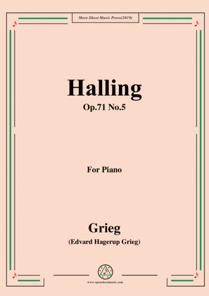 Book cover for Grieg-Halling Op.71 No.5,for Piano