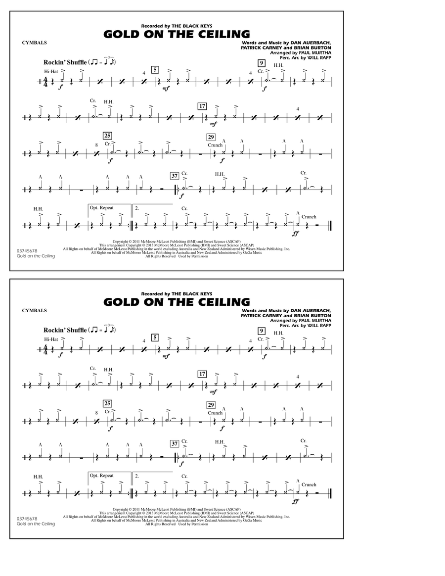 Gold On The Ceiling - Cymbals Marching Band scores gallery preview page 1