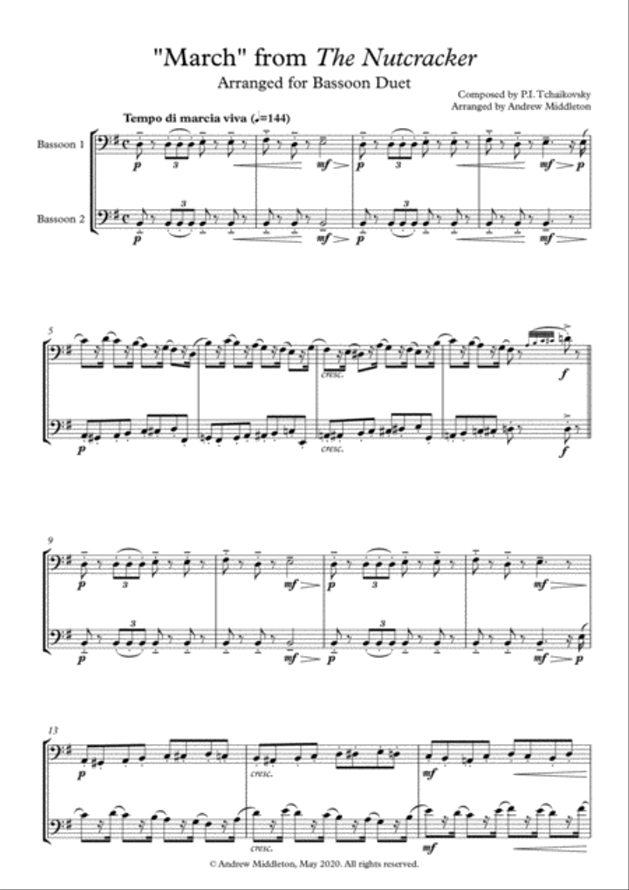 March from The Nutcracker arranged for Bassoon Duet