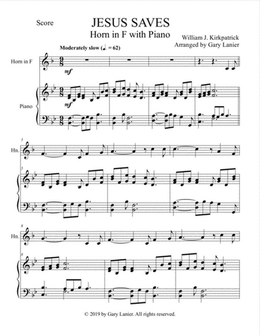 JESUS SAVES (Horn in F with Piano - Score & Part included) image number null