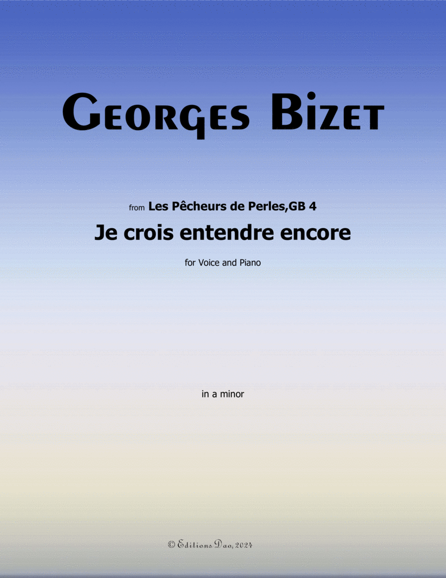Je crois entendre encore, by Georges Bizet, a minor Voice scores gallery preview page 1