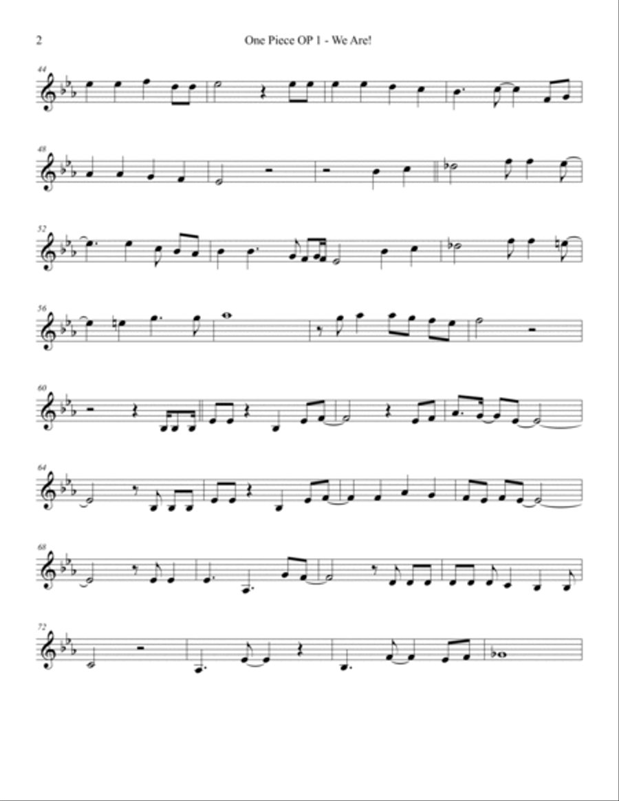 One Piece OP 1 - We Are! Violin Violin Solo scores gallery preview page 2