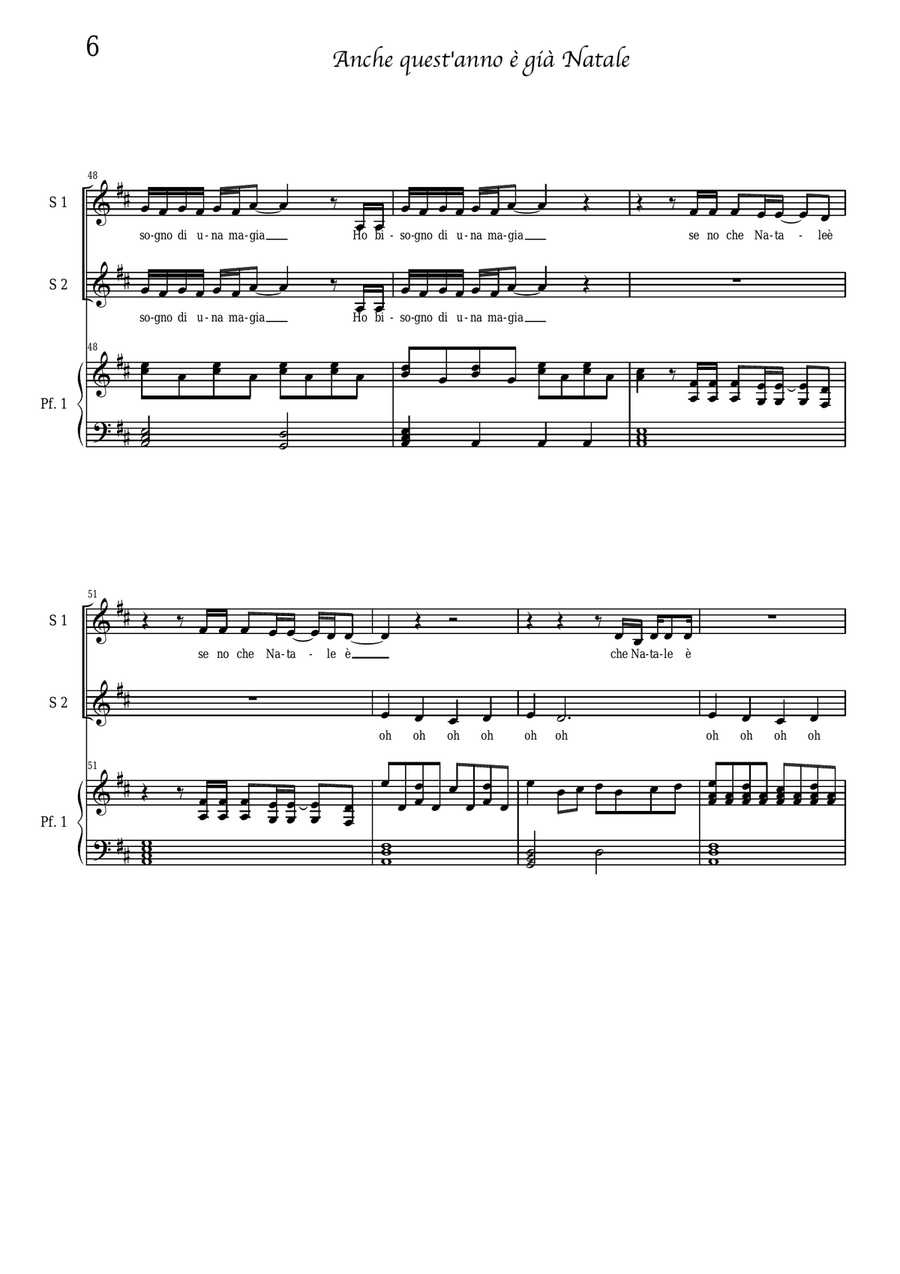 Anche quest'anno è già Natale - coro a 2 voci e piano Choir scores gallery preview page 6