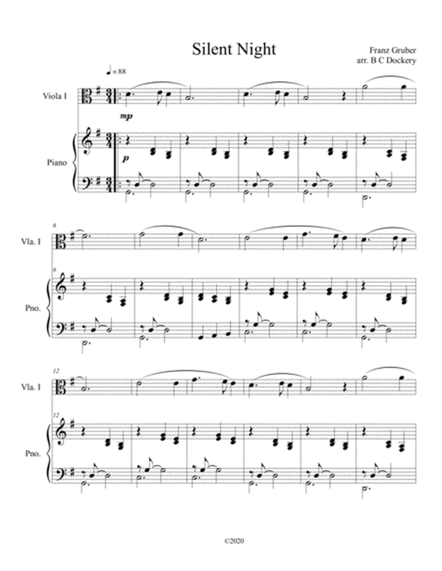 Silent Night (viola solo) with optional piano accompaniment image number null