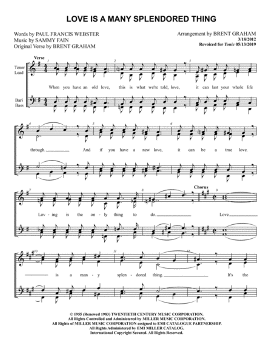 Love Is A Many-splendored Thing SSAA scores gallery preview page 1