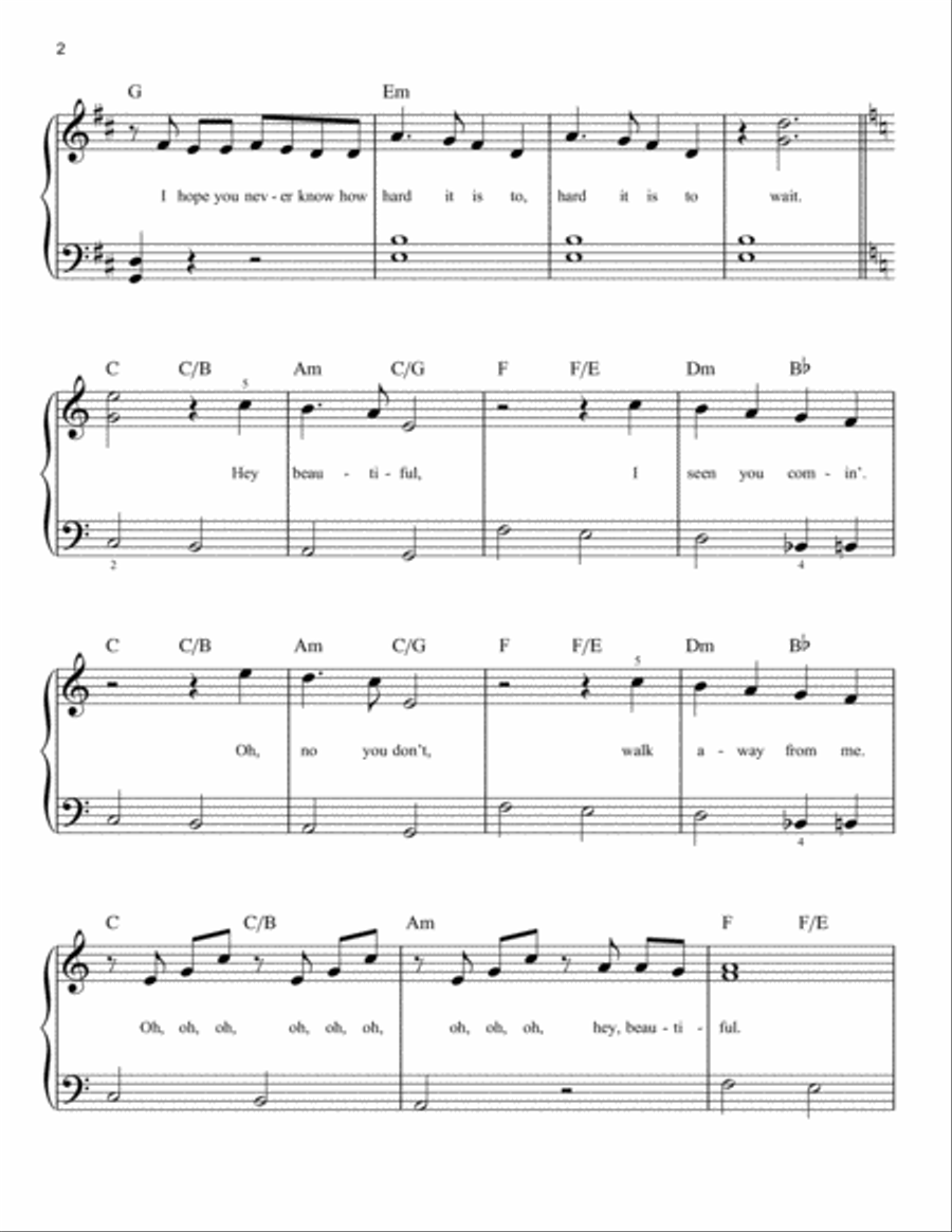 Hey Beautiful (from How I Met Your Mother) Easy Piano scores gallery preview page 2