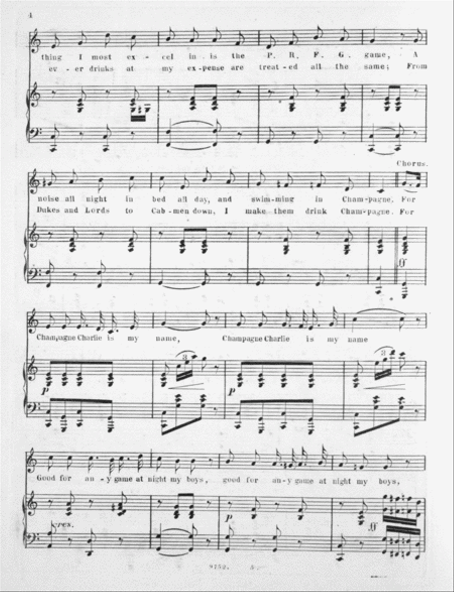 Champagne Charlie. Comic Song Voice scores gallery preview page 3