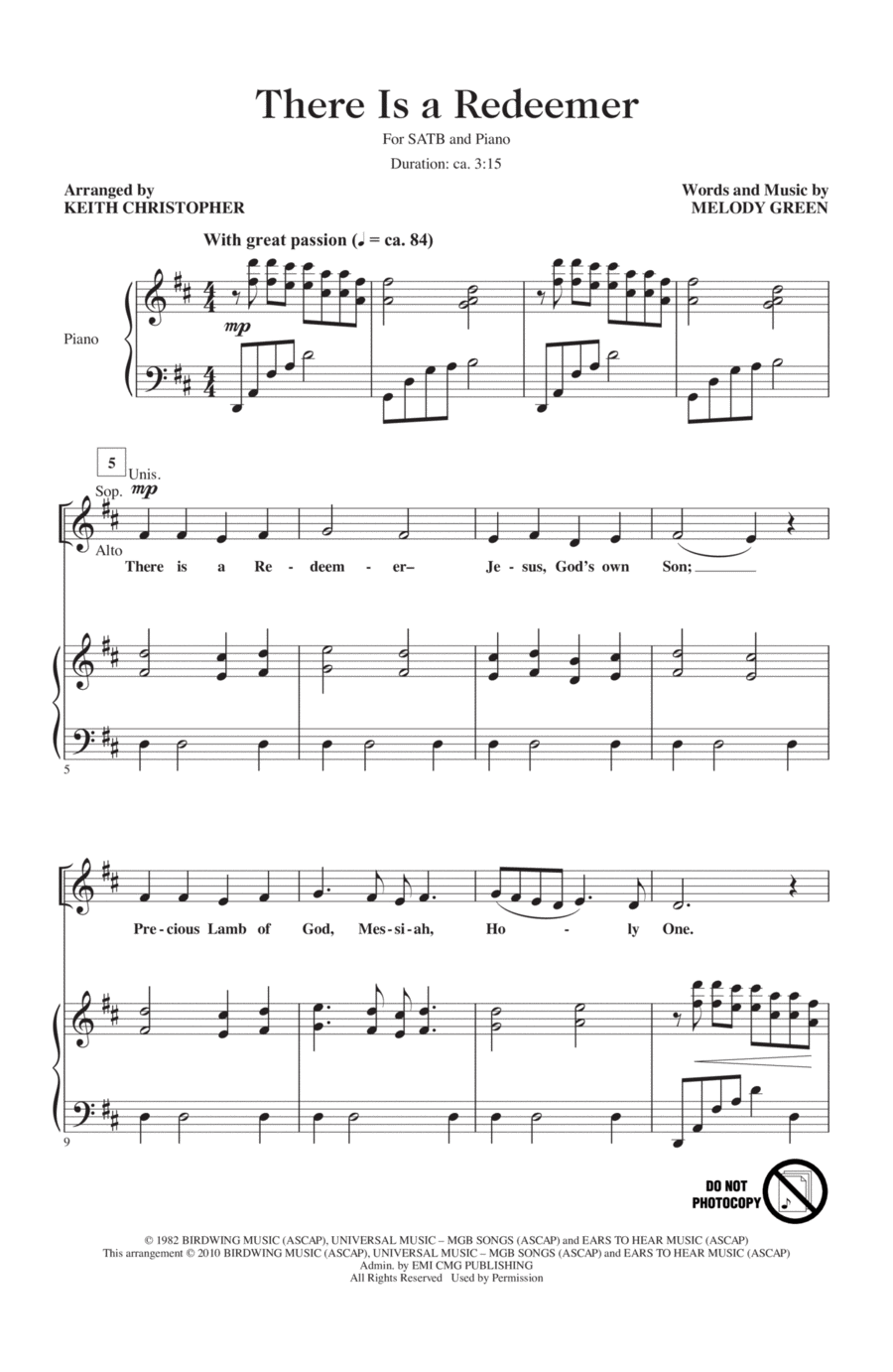 There Is A Redeemer 4-Part scores gallery preview page 1