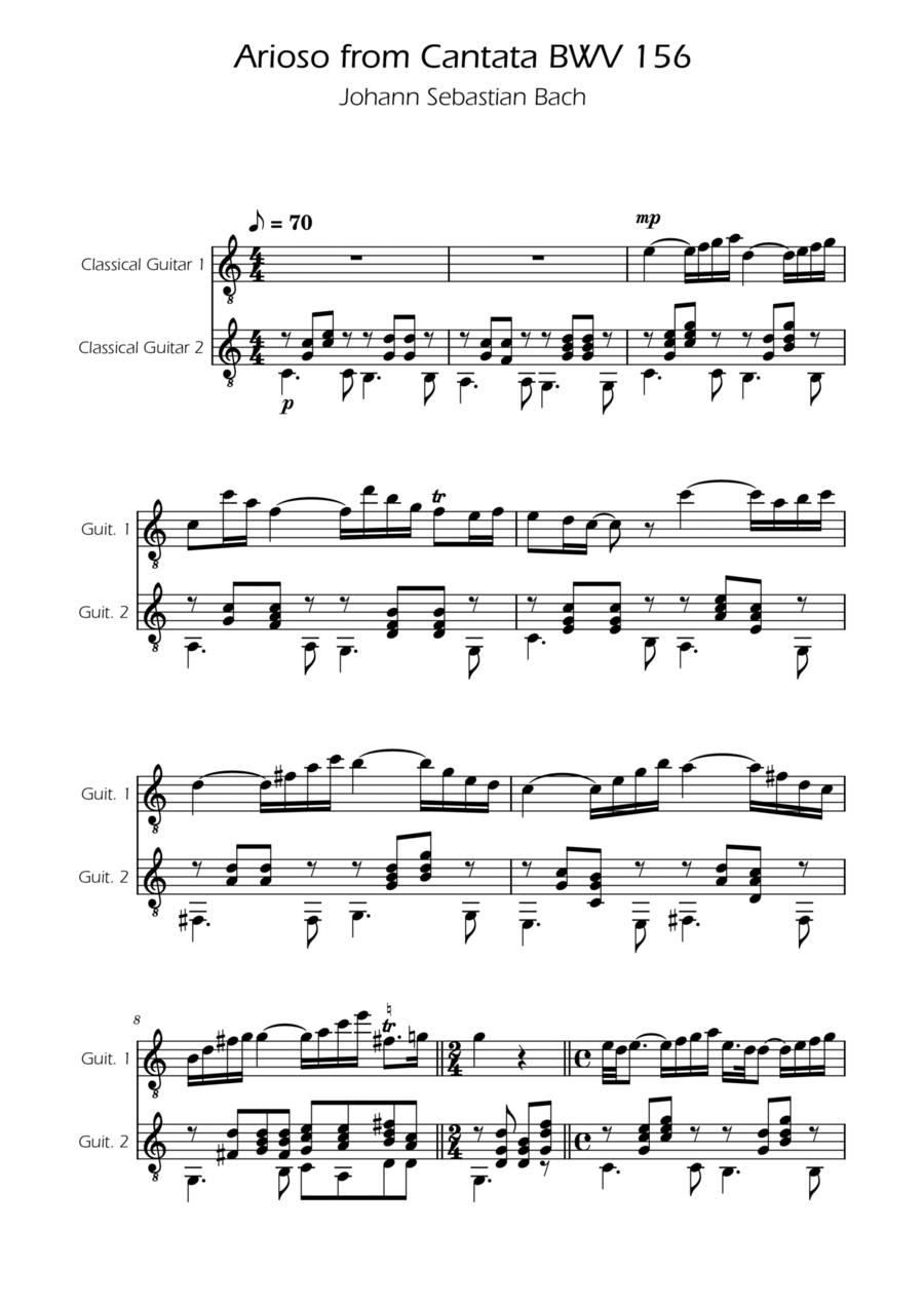 Arioso BWV 156 - Guitar Duet Classical Guitar scores gallery preview page 1