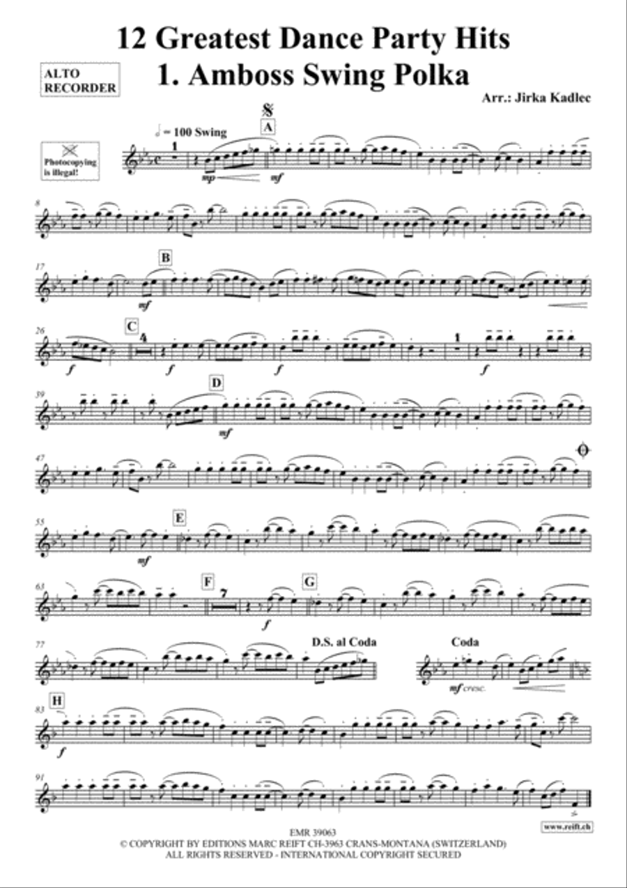 12 Greatest Dance Party Hits Alto Recorder scores gallery preview page 2