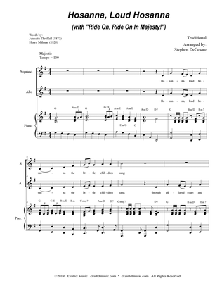 Hosanna, Loud Hosanna (with "Ride On, Ride On In Majesty!") (2-part choir (SA) - Piano