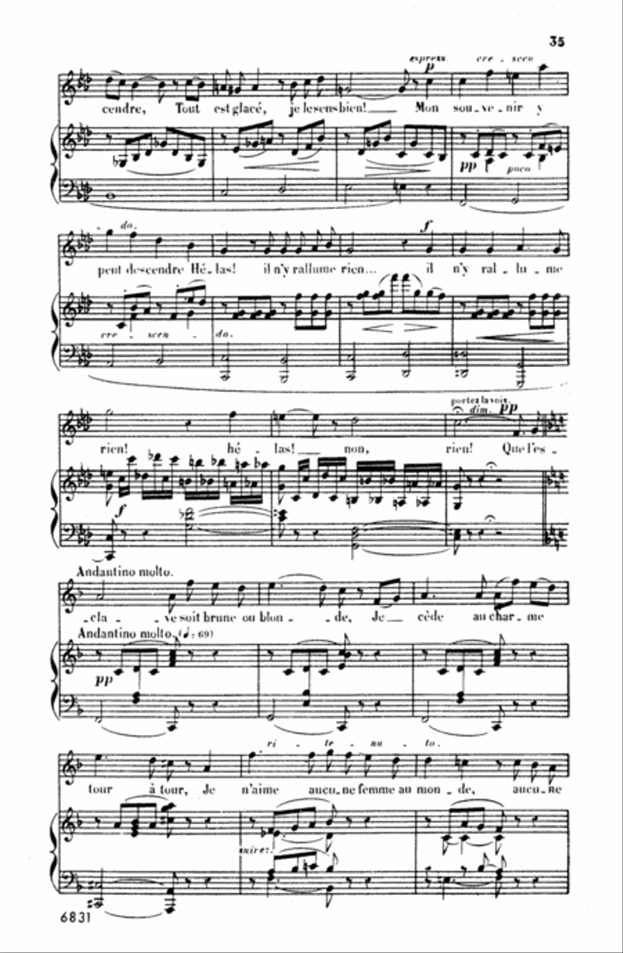 Bizet: Twenty Melodies-- Soprano or Tenor (French) Voice scores gallery preview page 2