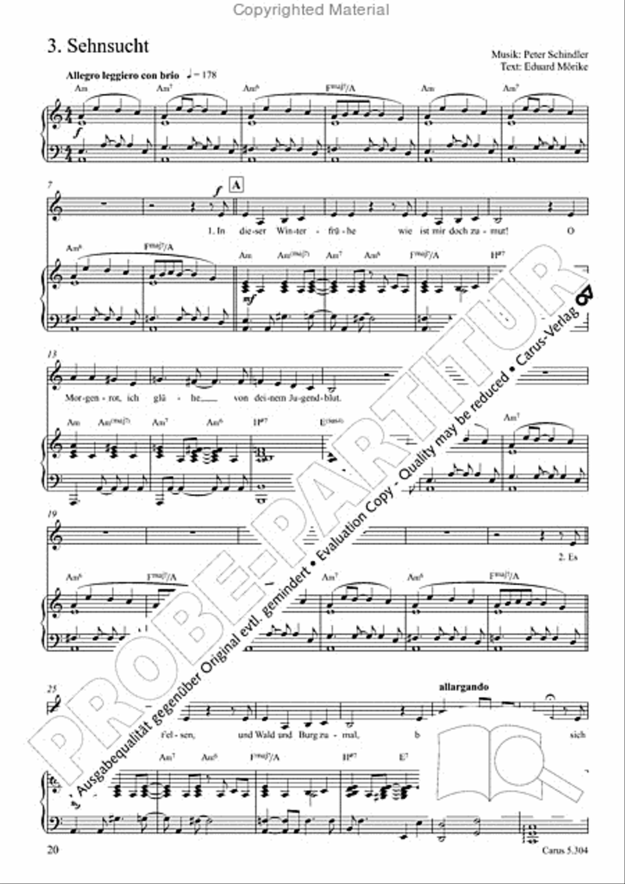 Schindler: Rosenzeit. Ein Liederzyklus uber die Liebe. Chansons fur Singstimme und Klavier Piano scores gallery preview page 21