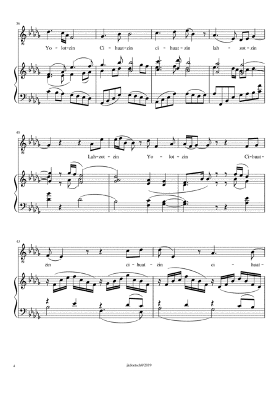 THREE NAHUATL SONGS THREE NAHUATL SONGS Voice Solo scores gallery preview page 4