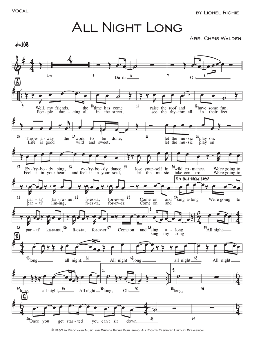 All Night Long (all Night) Small Ensemble scores gallery preview page 1