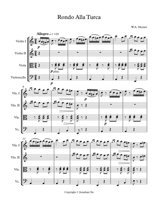Mozart, Rondo Alla Turca - String Quartet