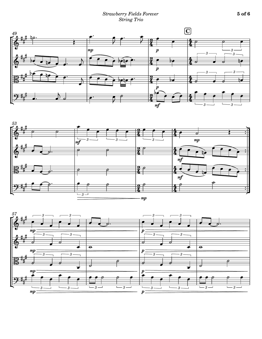 Strawberry Fields Forever String Trio scores gallery preview page 5