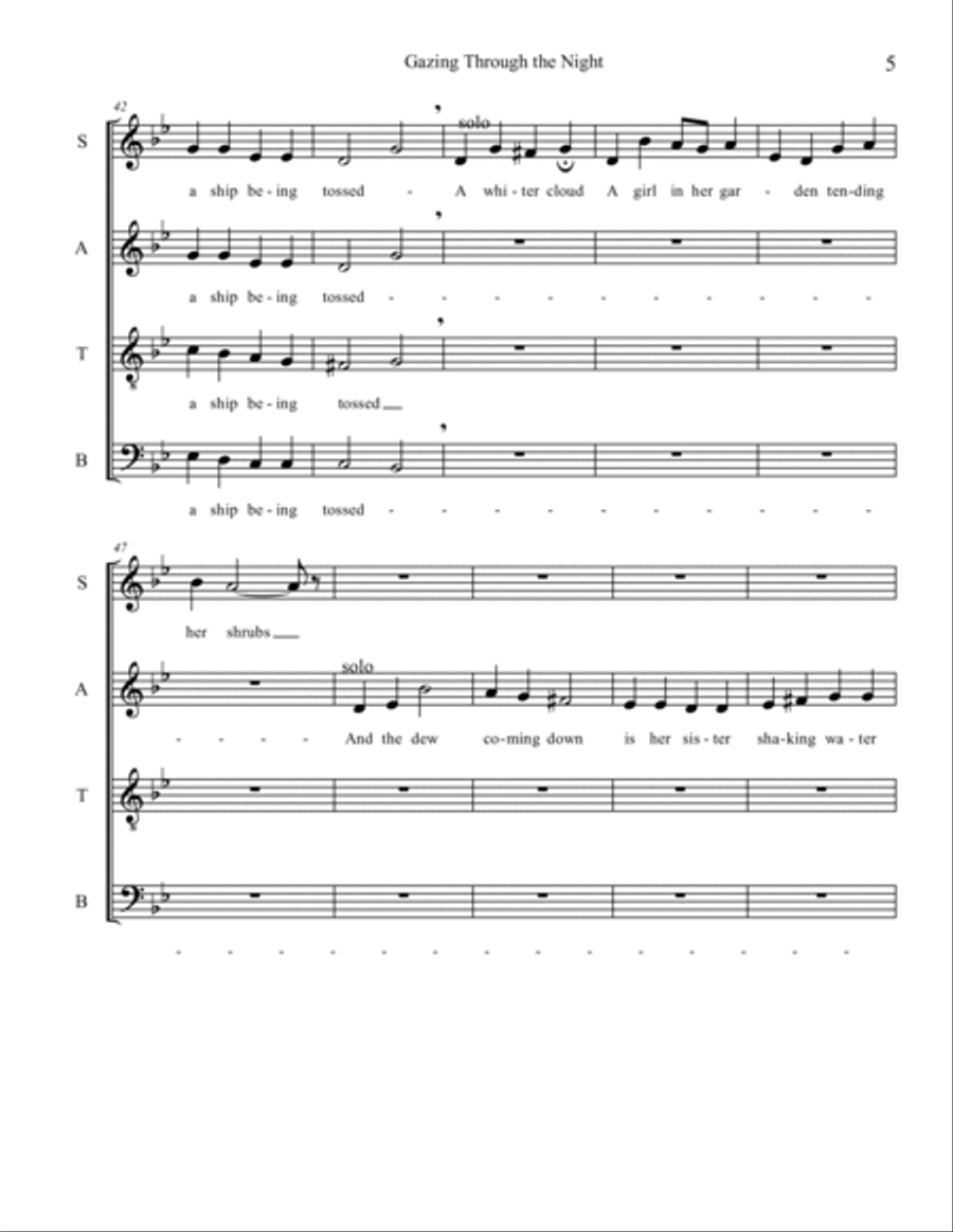 Gazing Through the Night 4-Part scores gallery preview page 5