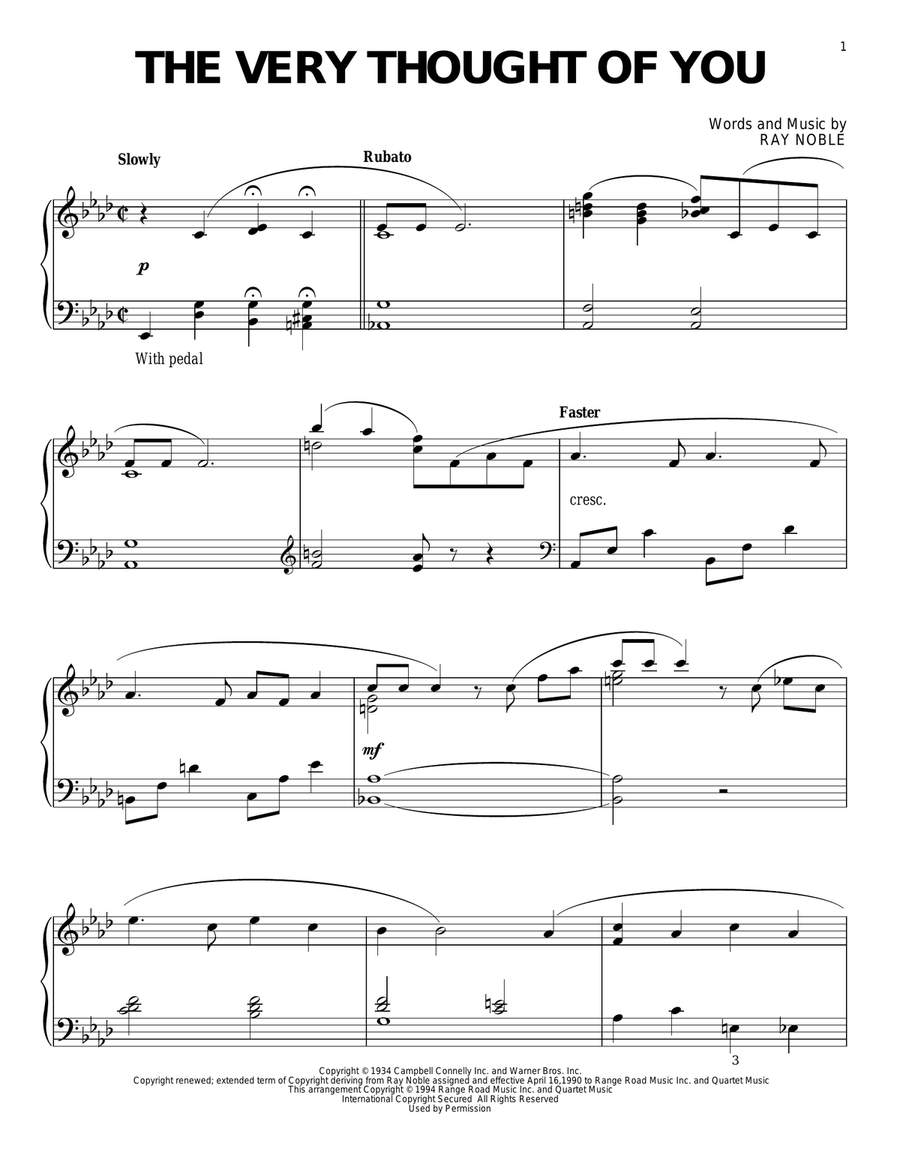 The Very Thought Of You Piano Solo scores gallery preview page 1