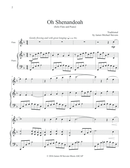 Oh Shenandoah - Solo Flute & Piano image number null