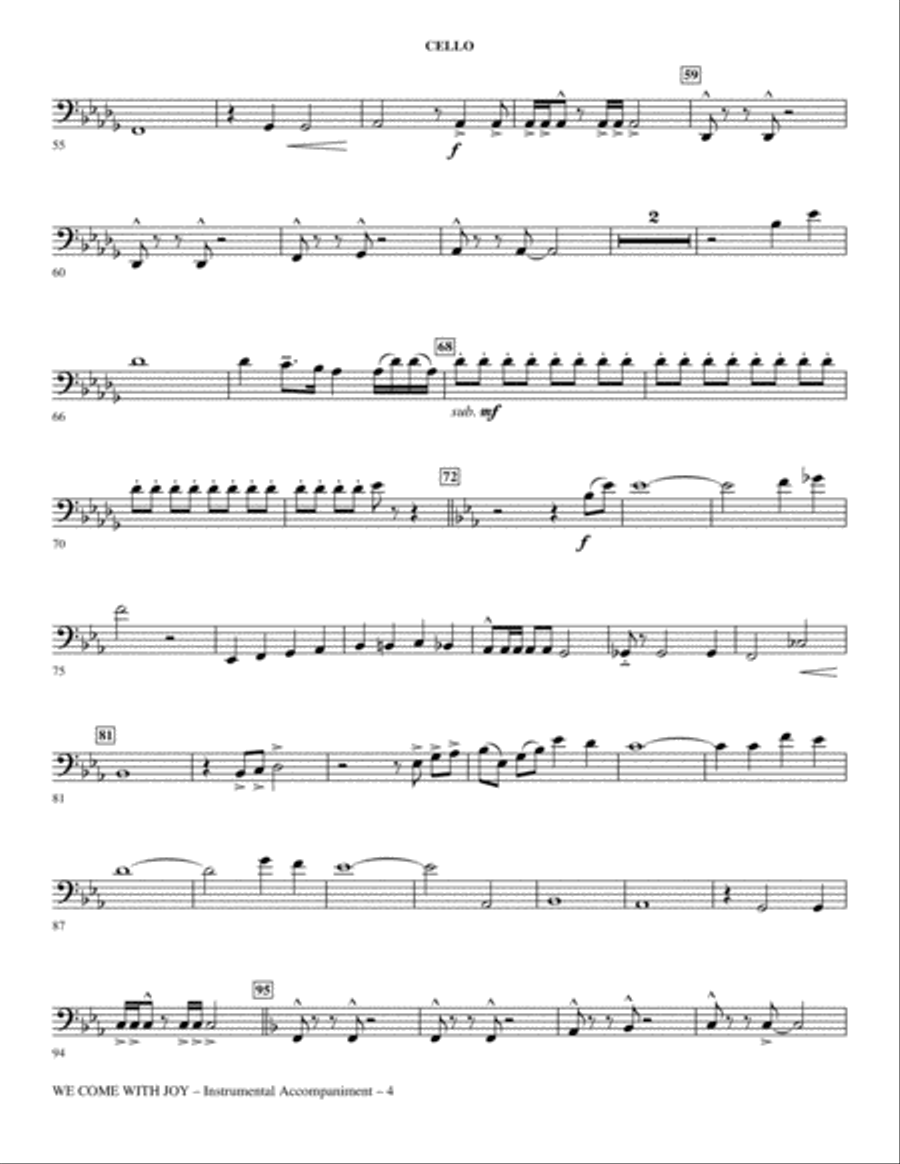 We Come With Joy Orchestration - Cello Choir scores gallery preview page 4