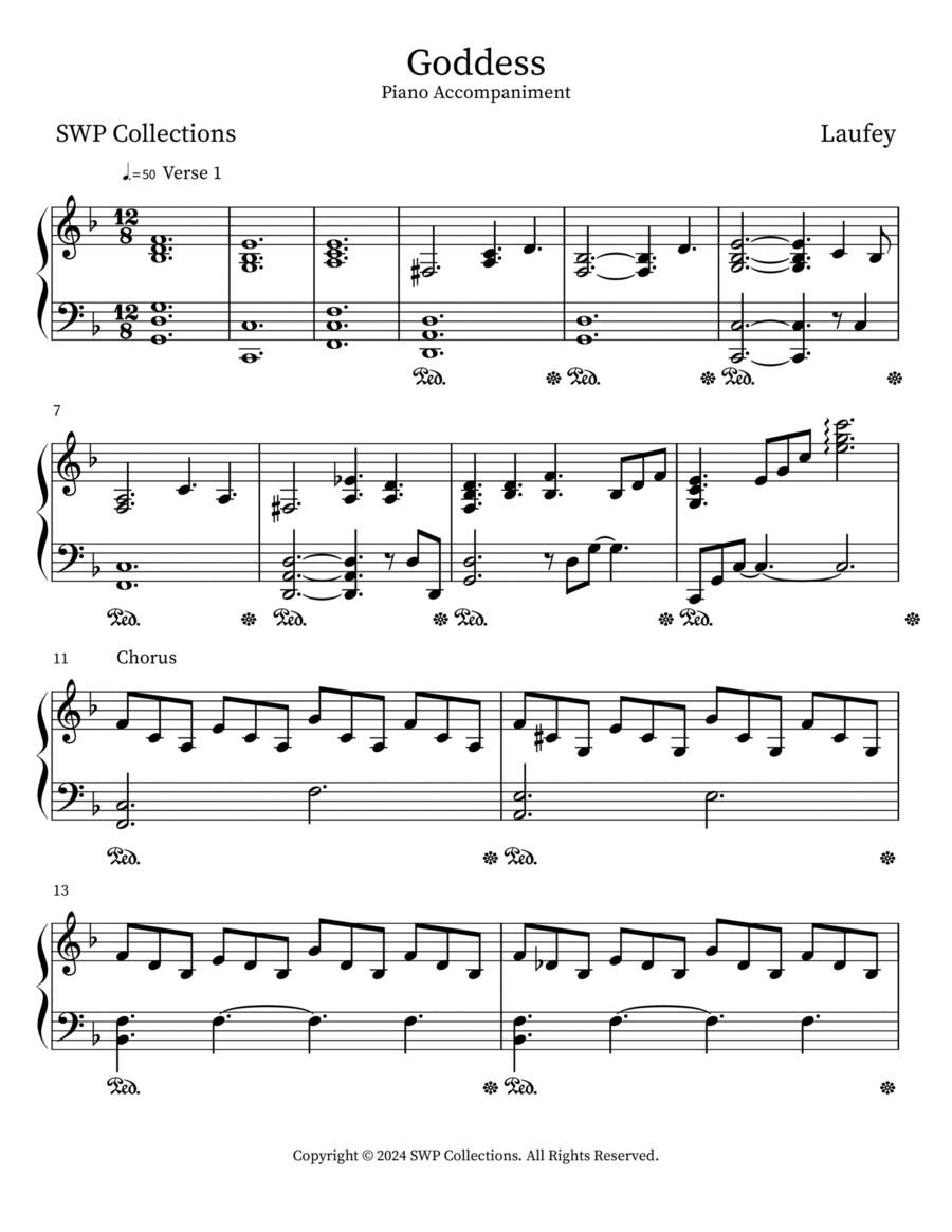 Goddess Piano Solo scores gallery preview page 1
