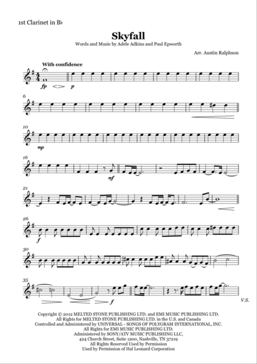 Skyfall Clarinet Quartet scores gallery preview page 3
