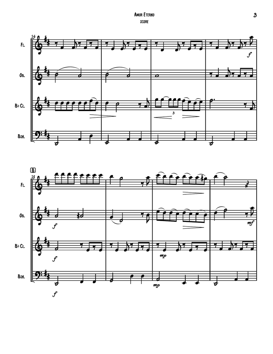 Amor Eterno (el Mas Triste Recuerdo) Woodwind Quartet scores gallery preview page 4