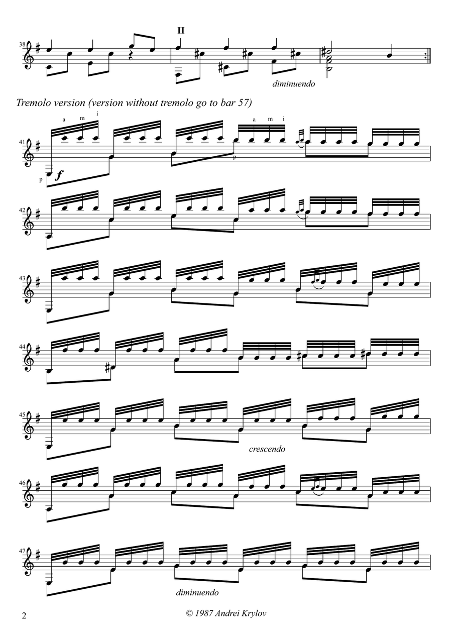 Russian Romance for classical guitar Acoustic Guitar scores gallery preview page 2