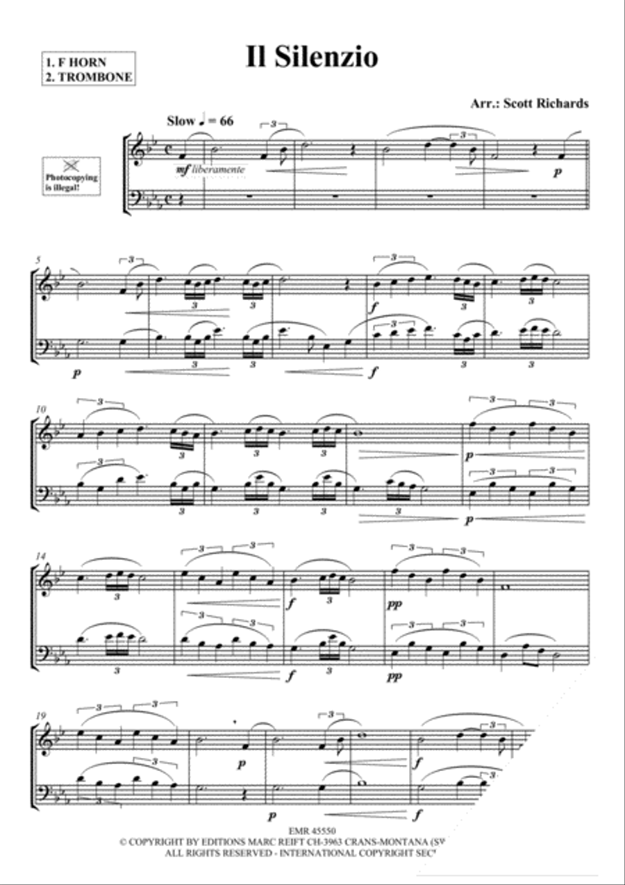 Il Silenzio Horn scores gallery preview page 3