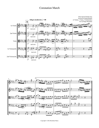 Coronation March (Db) (String Quintet - 2 Violins, 1 Viola, 2 Cello)