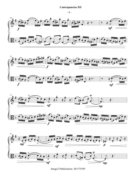 Bach: Four Duets from the Art of Fugue for Clarinet & Viola image number null