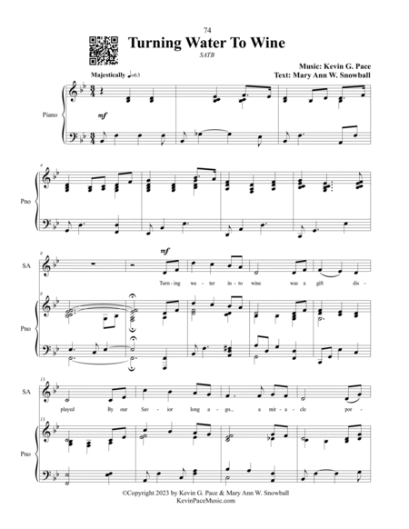 Turning Water to Wine, sacred music for SATB choir image number null