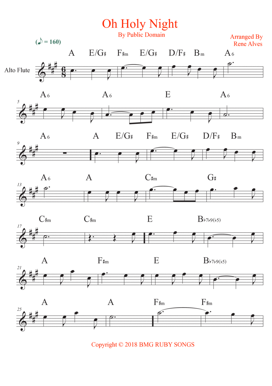oh holy night Flute Solo scores gallery preview page 1