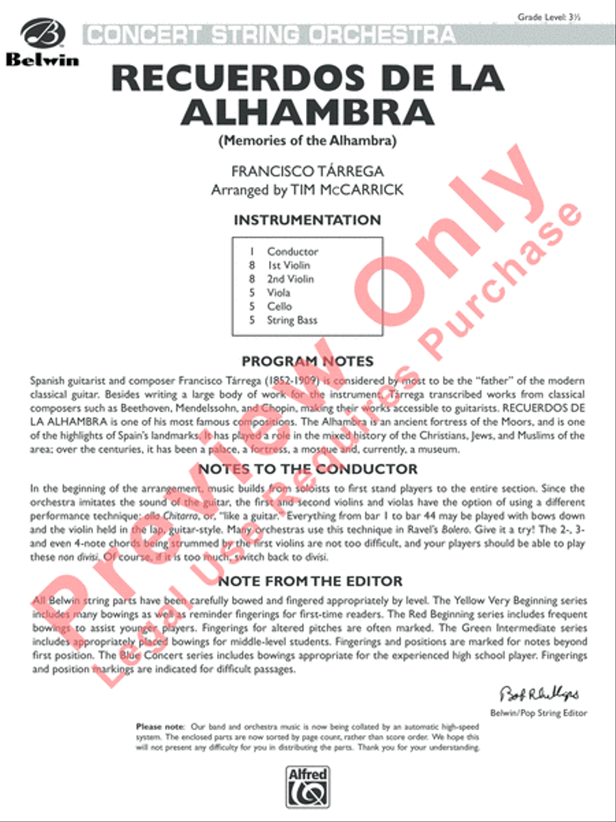 Recuerdos de la Alhambra String Orchestra scores gallery preview page 2