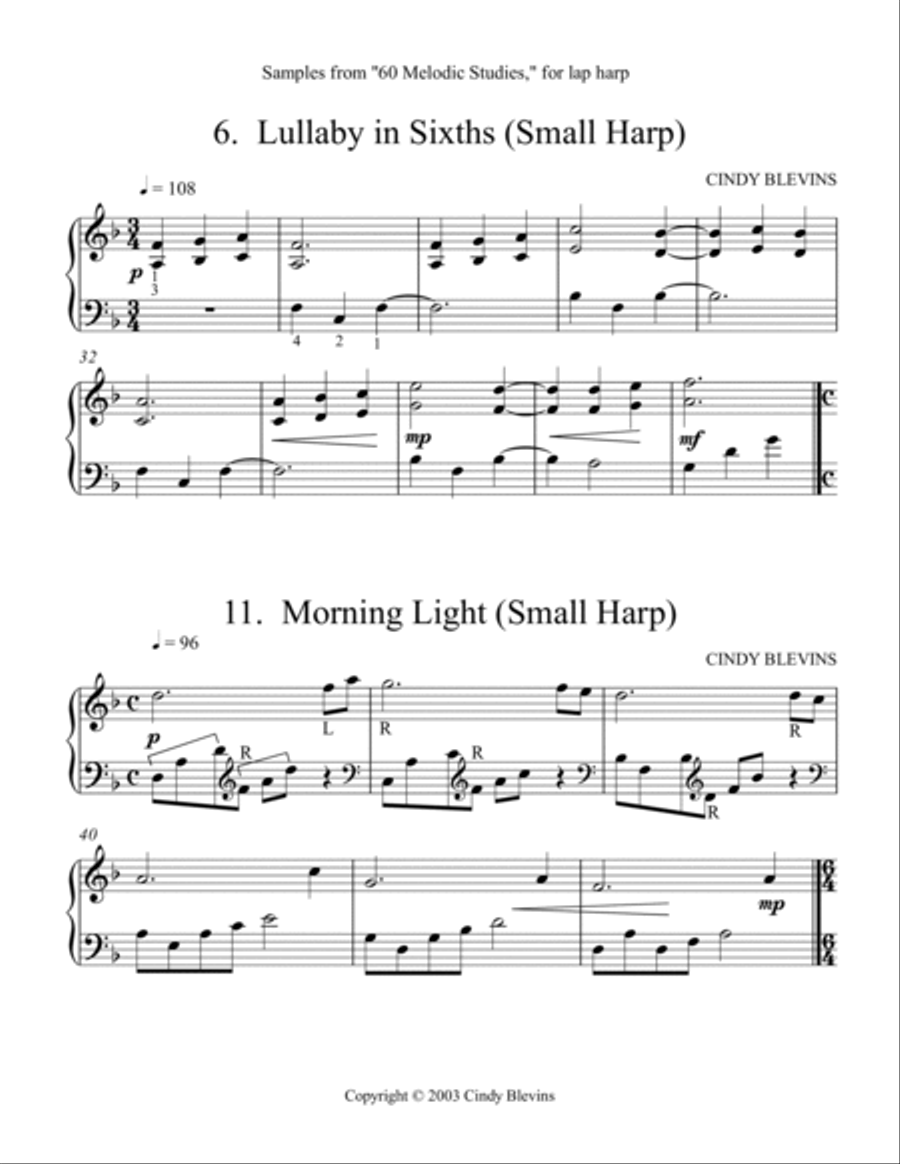 60 Melodic Studies for Lap Harp Lap Harp scores gallery preview page 3