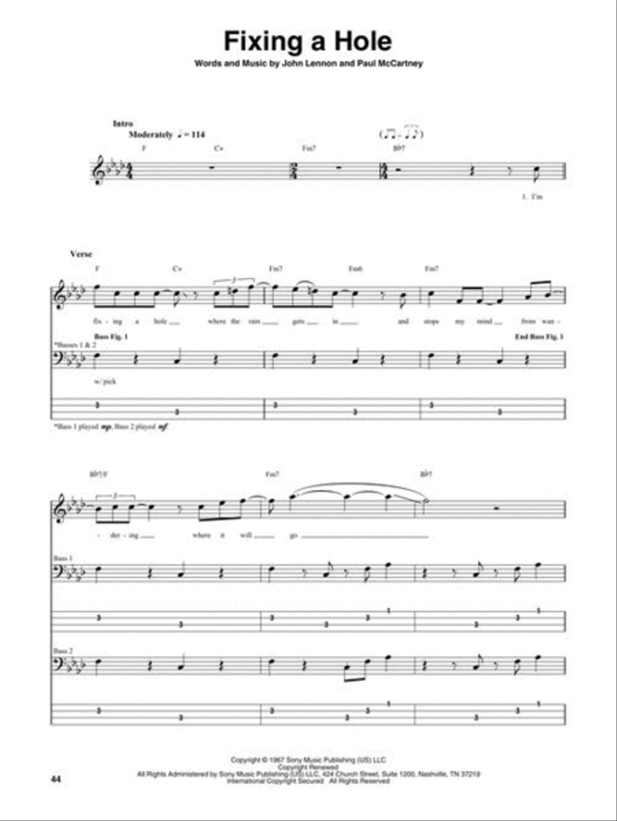 The Beatles – Bass Tab Anthology Bass Guitar Tablature scores gallery preview page 6